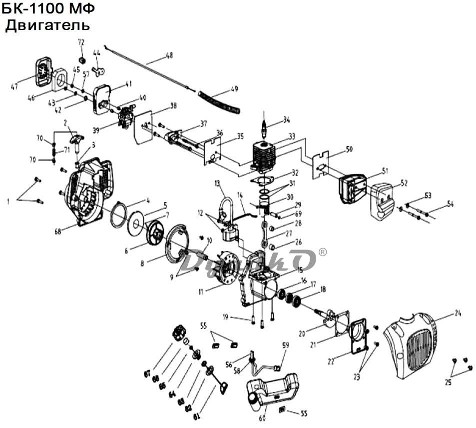 Устройство двигателя триммера бензинового схема
