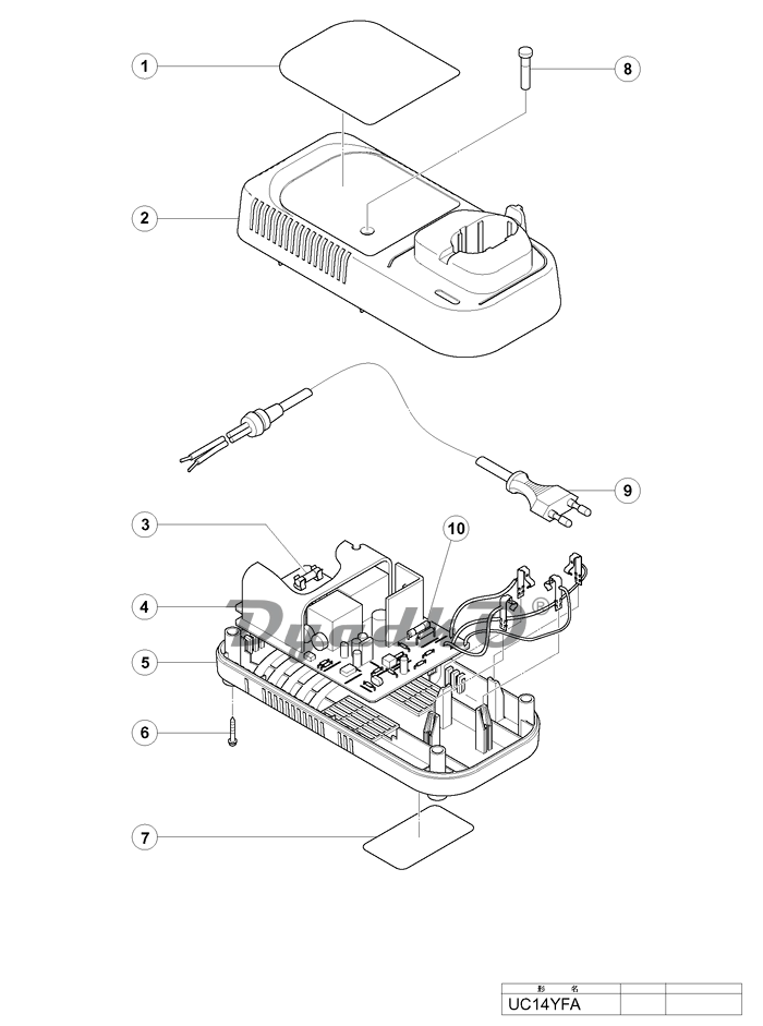 Схема (деталировка) зарядные устройства для инструмента HITACHI UC14YFA ...