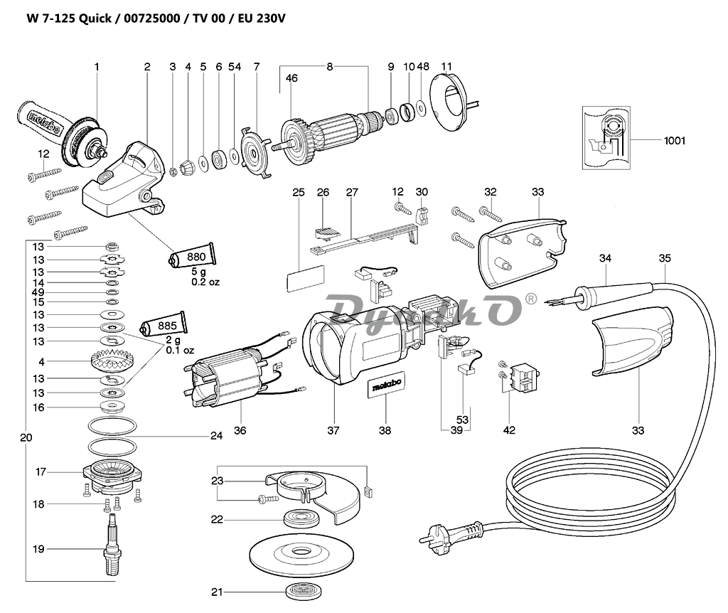 Запчасти для болгарки Bosch GWS 11-125 CIE деталировка 2 (3601H23020) купить в М