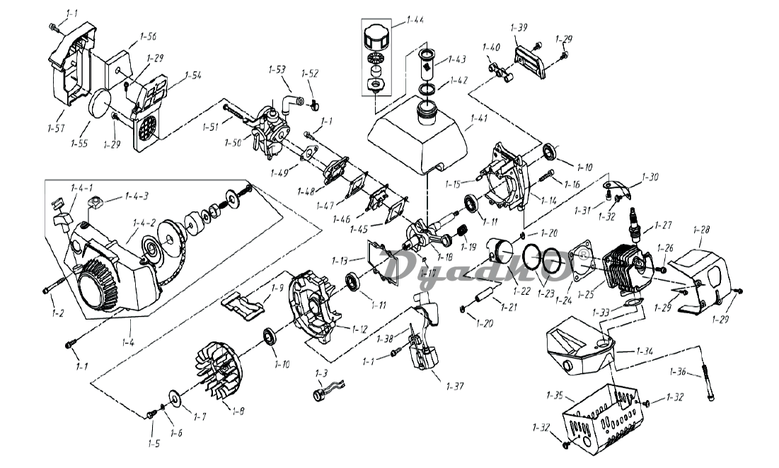 Схема (деталировка) мотопомпы бензиновые и дизельные MAXCUT MC10ST ...