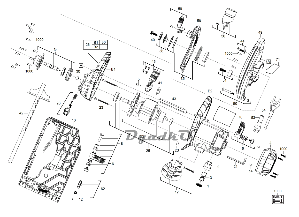 Схема (деталировка) пилы циркулярные (дисковые) AEG KS 55-2 (4000446666 ...