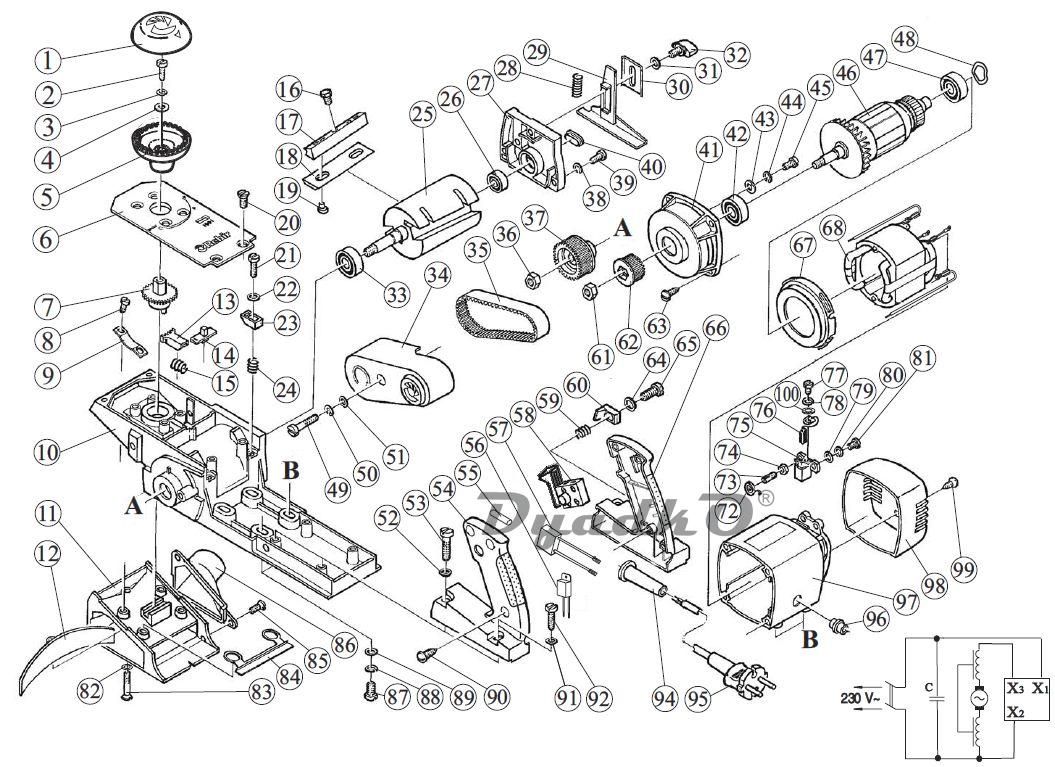 Схема электрического рубанка