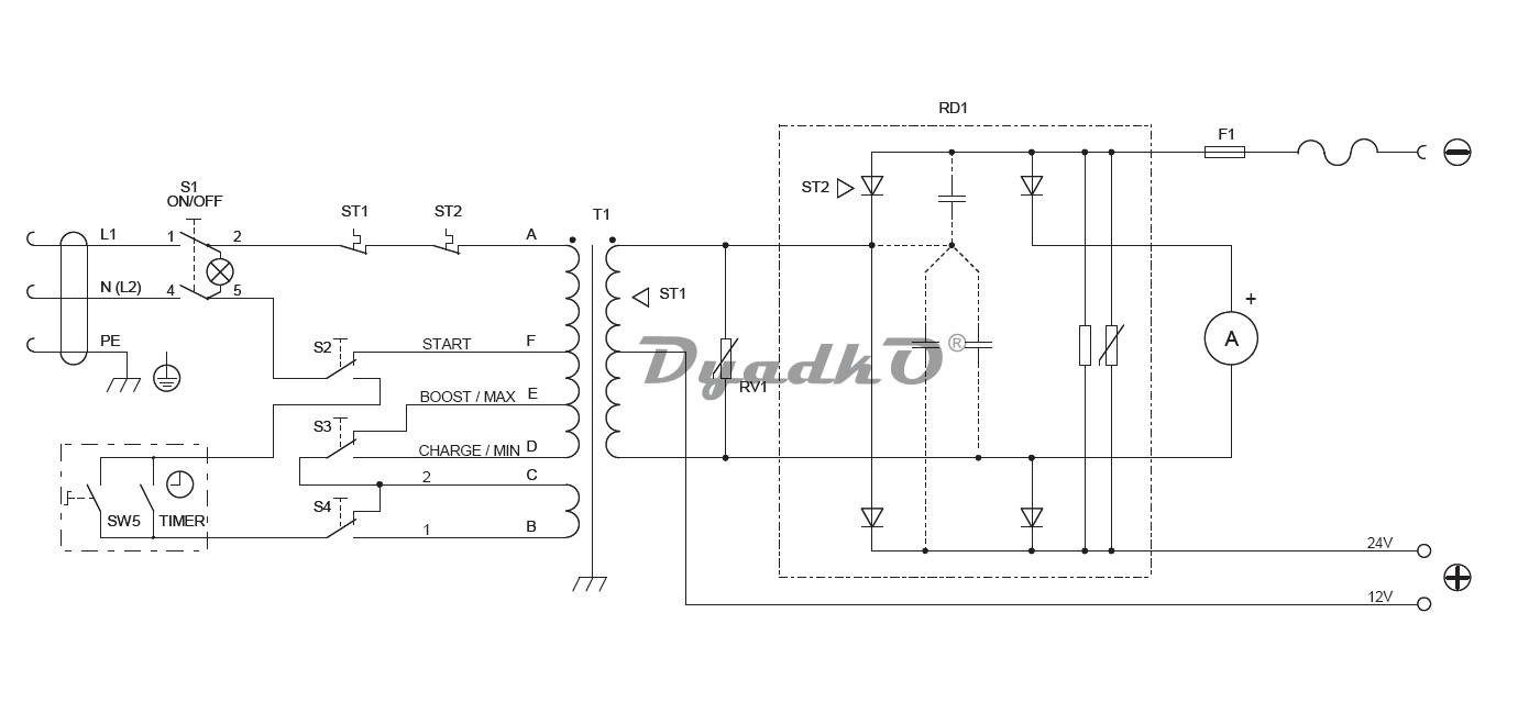 Схема (деталировка) пуско-зарядные устройства TELWIN DYNAMIC 520 START ...