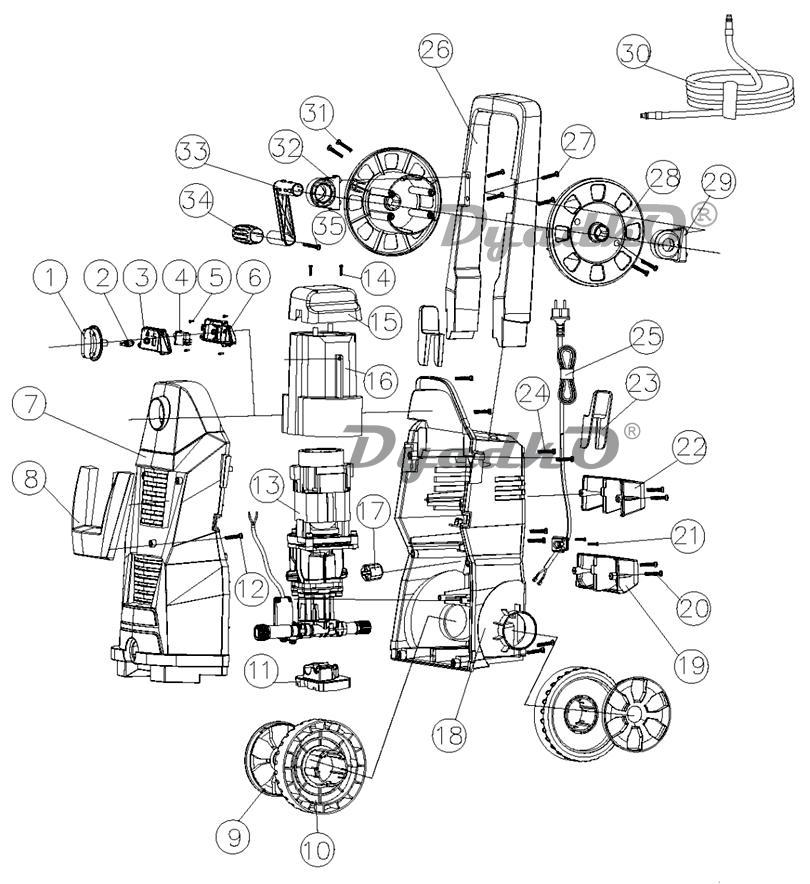 Схема (деталировка) минимойки (бытовые мойки) HAMMER MVD 2000C. Подбор ...